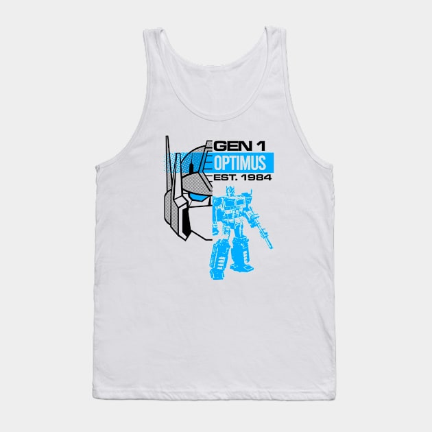 Transformers - GEN 1 - Optimus Prime - Big head & text Tank Top by ROBZILLA